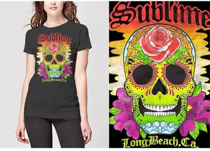 Sublime - Colour Skull Dames T-shirt - S - Zwart