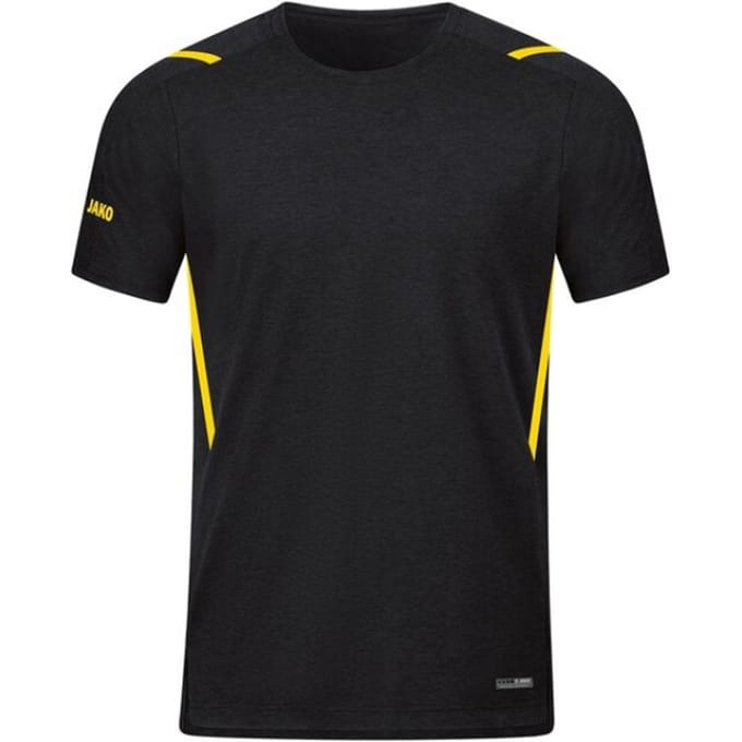 Jako Challenge T-Shirt Kinderen - Zwart Gemeleerd / Citroen | Maat: 164
