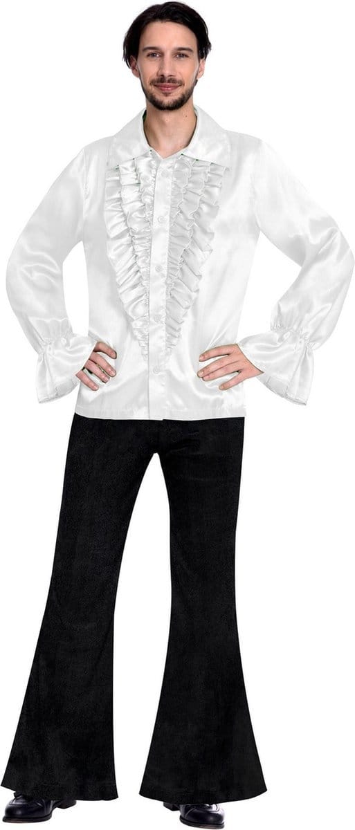 Amscan Shirt Satin Heren Polyester Wit Maat S