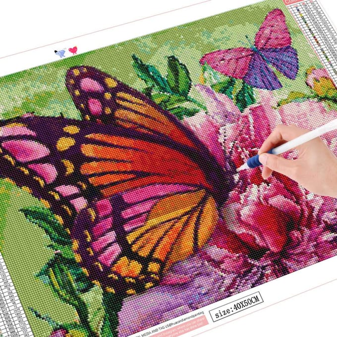 Peinture Diamant Papillon Foret Carré Complet Point de Croix Broderie Diamant Fleurs 20X30CM black