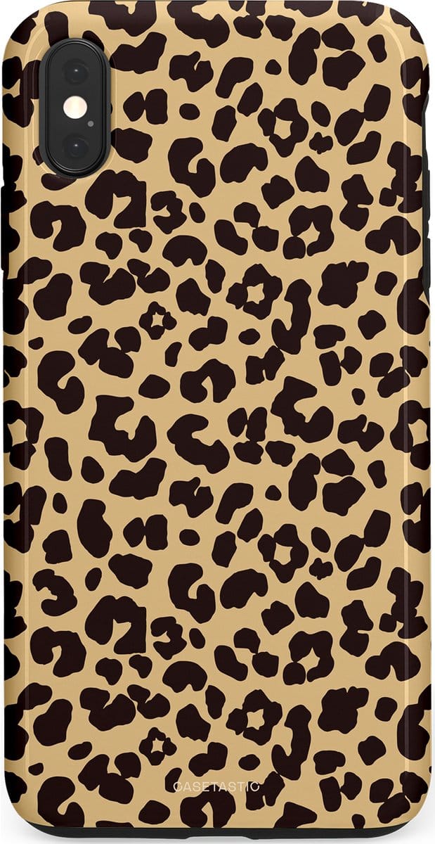 Casetastic hoesje geschikt voor Apple iPhone XS Max - Dubbellaagse bescherming - Wild - Fashion Case - Beige Zwart