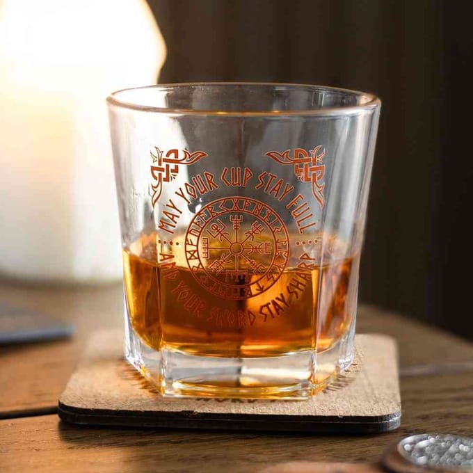 Something Different - Viking Compass Lowball Drinking with Coaster Glas - Multicolours