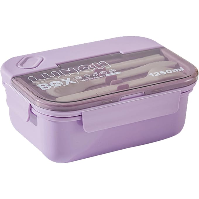 3-vaks Lunchbox 1250ml Paars Anti-lek PS PP Silicone Magnetronbestendig Bento Lunchbox voor gray