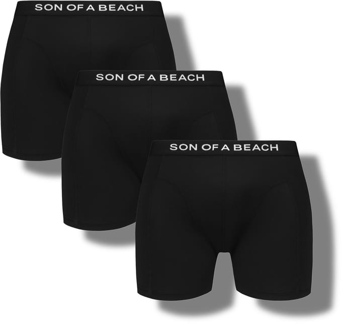 Son of a beach heren sport boxershorts - 3pack - sneldrogend - polyester - zwart - maat M