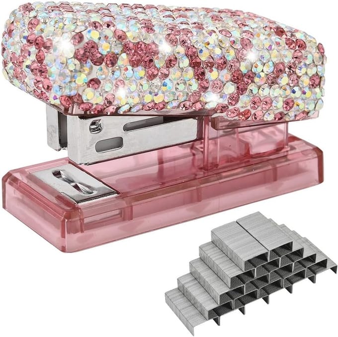 Mini Nietmachine met Glitter en Strass Steentjes - Compact & Decoratief Bureauaccessoire