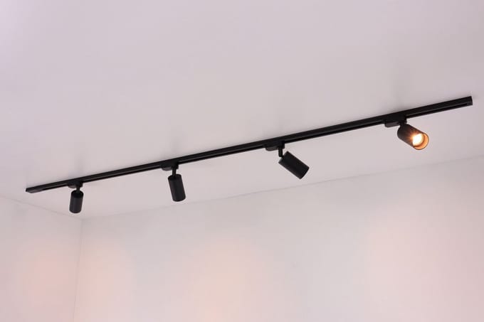 Railverlichting railsysteem Luxe - 4xGu10 - mat zwart - 2 meter 4 spots