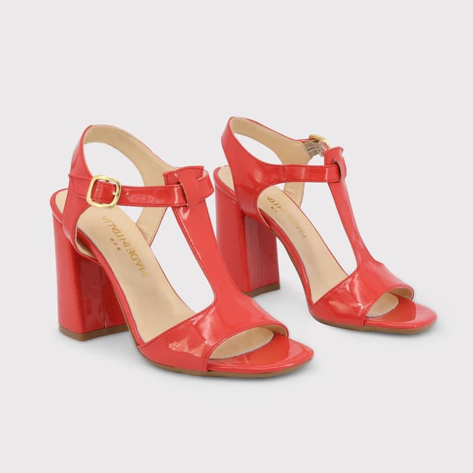Patentleren T-strap Sandalen met Middenhak