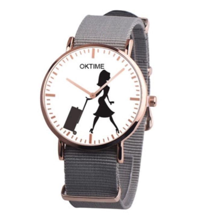 Hidzo Horloge Oktime Reizen Ø 41 - Grijs