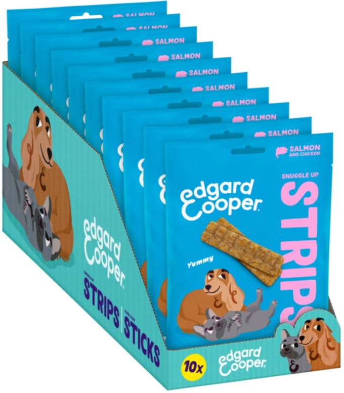 10x Edgard & Cooper Adult Strips Zalm & Kip 75 gr