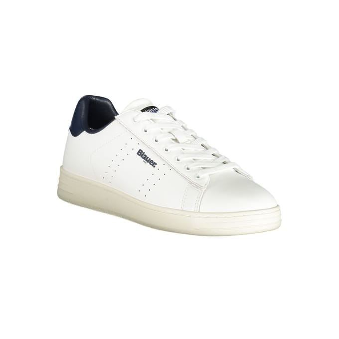 Blauer Witte Leren Heren Sneakers