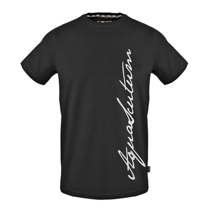 Aquascutum Heren Script Logo T-Shirt (Zwart)