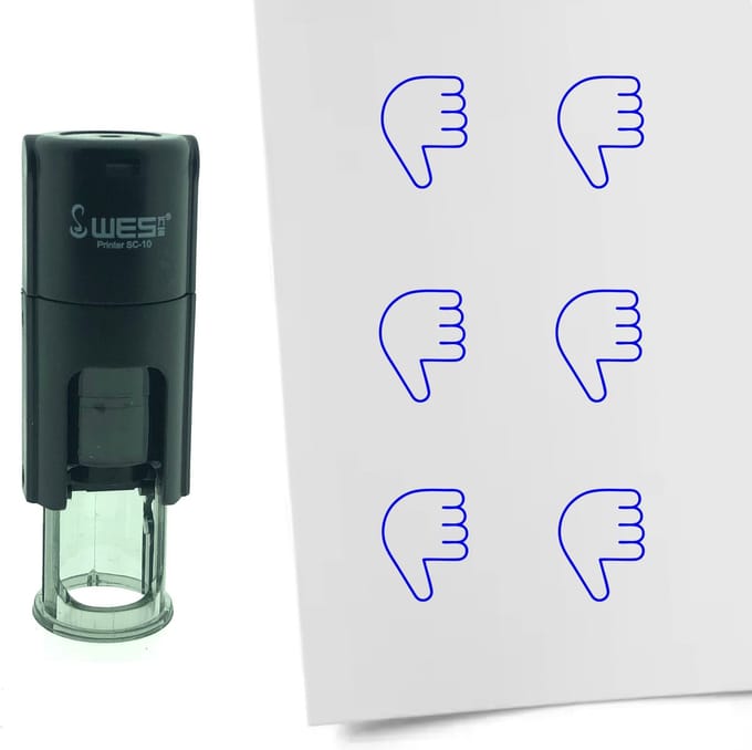 CombiCraft Stempel Duim naar beneden 10mm rond - Blauwe inkt