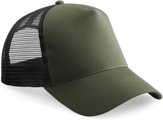Beechfield Heren Half Mesh Trucker Cap / Hoofddeksel (2 stuks) (Olijfgroen/zwart)