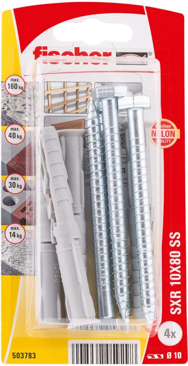 Fischer 503783 SXR 10 x 80 SS K NV Constructie plug 80 mm 1 set(s)
