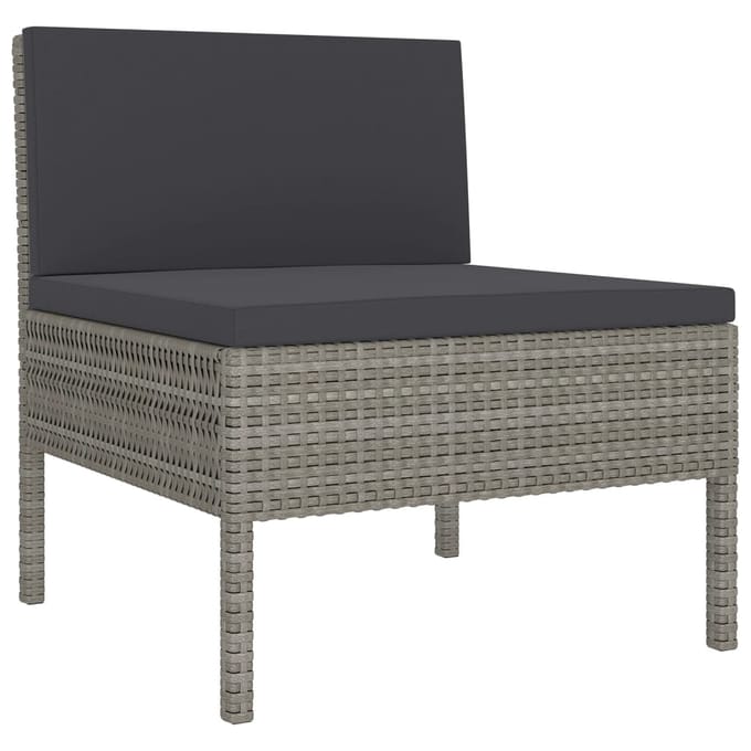 vidaXL - 5-delige - Loungeset - met - kussens - poly - rattan - grijs