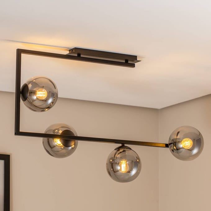 EMIBIG LIGHTING Plafondlamp Soma, grafiet/zwart, glas, E14