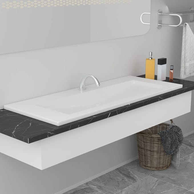 vidaXL - Inbouwwastafel - 101x39,5x18,5 - cm - keramiek - wit