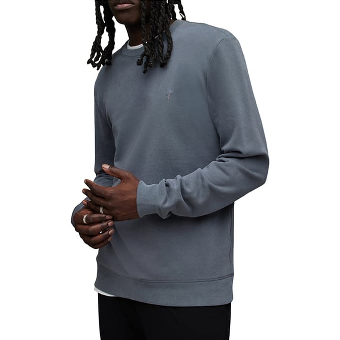 AllSaints Raven Crew Beetle Blue Maat: S | Sweaters Outlet | Heren | Blauw