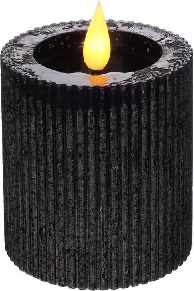 Ideas 4 Seasons - LED pilaarkaars klein - Zwart - Ø 7 cm x 7,5 cm