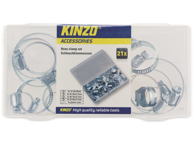 KINZO koffer met 21 metalen klemmen