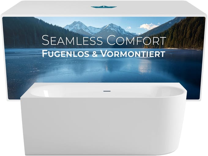 Calmwaters Seamless Comfort - Badkuip - 160 x 75 cm - Rechts - Set Schort