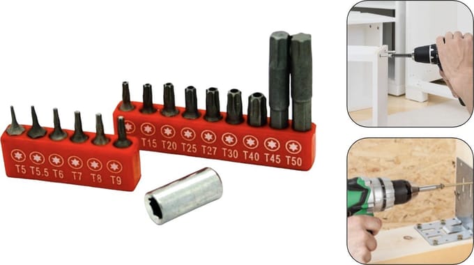 PD® - Torx Set 16 delig - Torx Schroevendraaierset - Torx Doppenset - Torx Bitset - Torx Sleutelset - Torx Bitjes