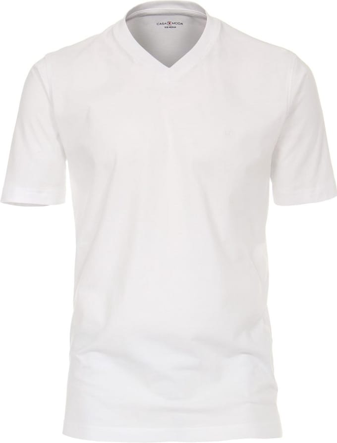 Casa Moda Basis T-shirt Katoen V-hals Wit 2-Pack 092600-000 - M