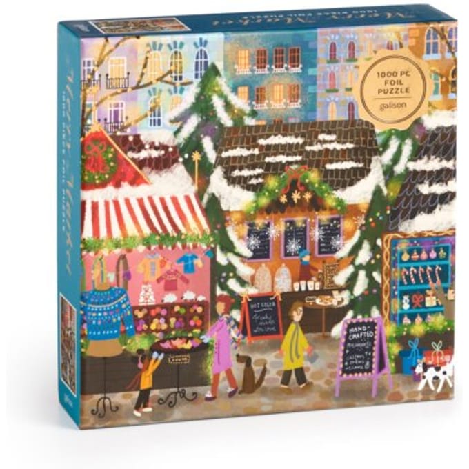Joy Laforme Merry Market 1000 Piece Foil Puzzle In A Square Box - Galison