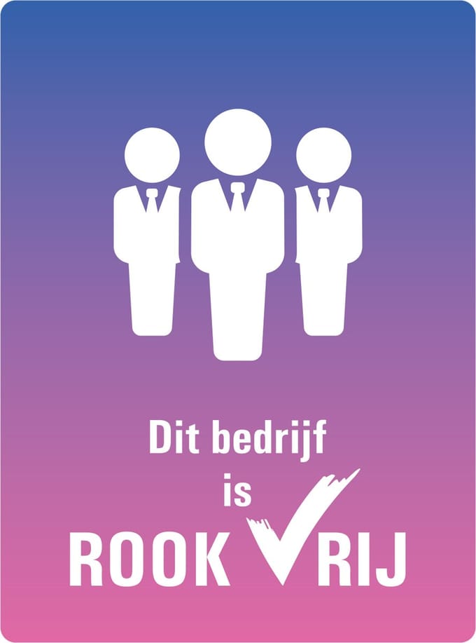 Rookvrij bedrijf sticker 200 x 150 mm