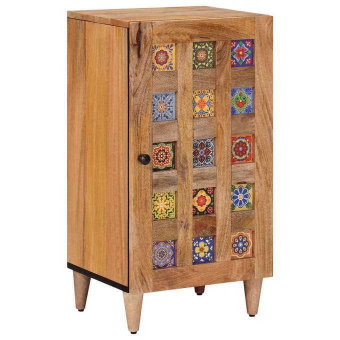 vidaXL - Dressoir - met - opslag - Naturel - 40 - x - 33 - x - 75 - cm - Massief - Mango - Hout