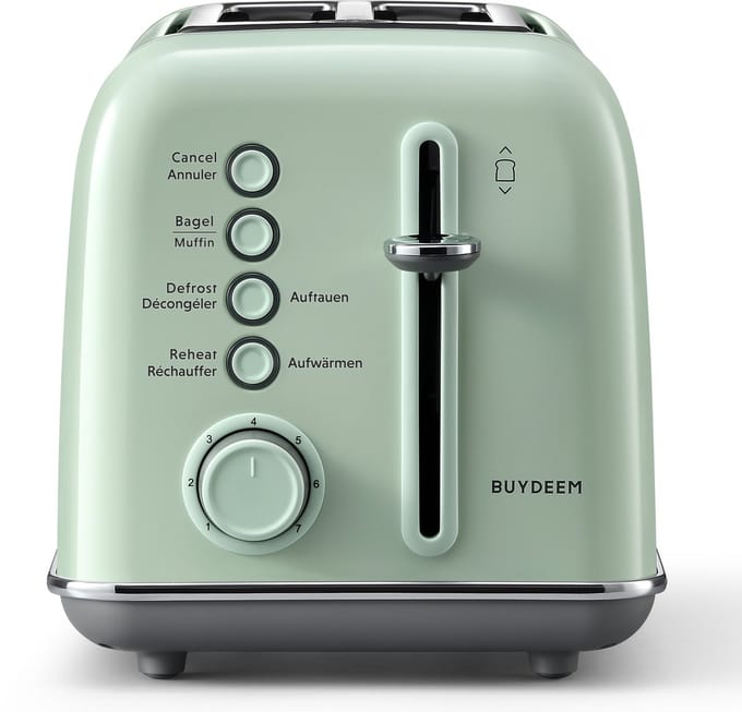 BUYDEEM DT620E - Tosti-apparaat - Retro Stijl - 2 Plakjes - Cozy Greenish