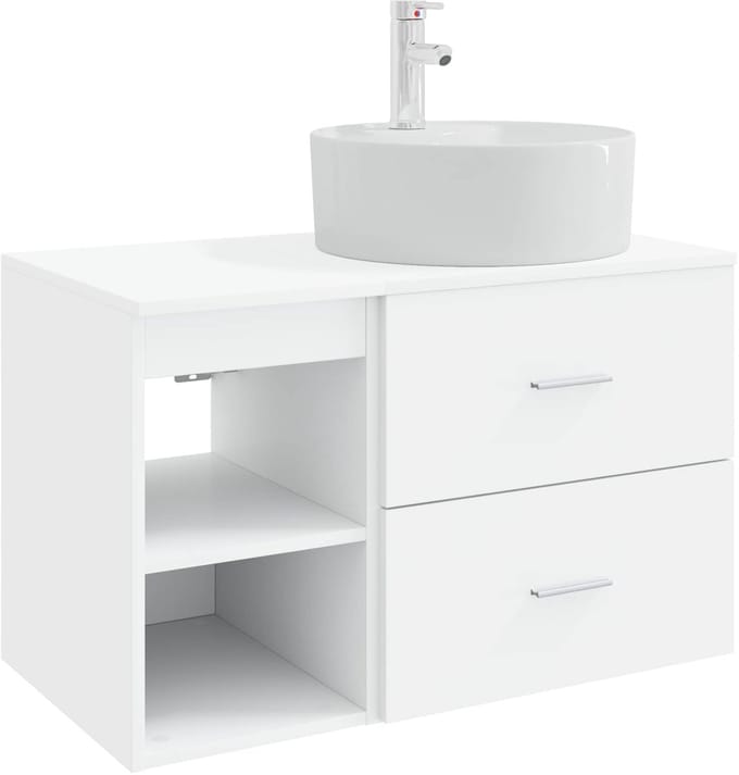 vidaXL - Badkamermeubel - Set - 2 - st - Wit - Bewerkt - hout