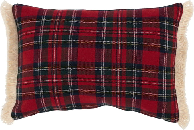 J-Line kussen Ruit Bonheur - polyester - rood/groen