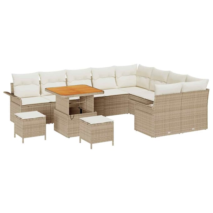 vidaXL - Tuinbank - Set - 12 - st - 11-zits - Beige - en - Crème