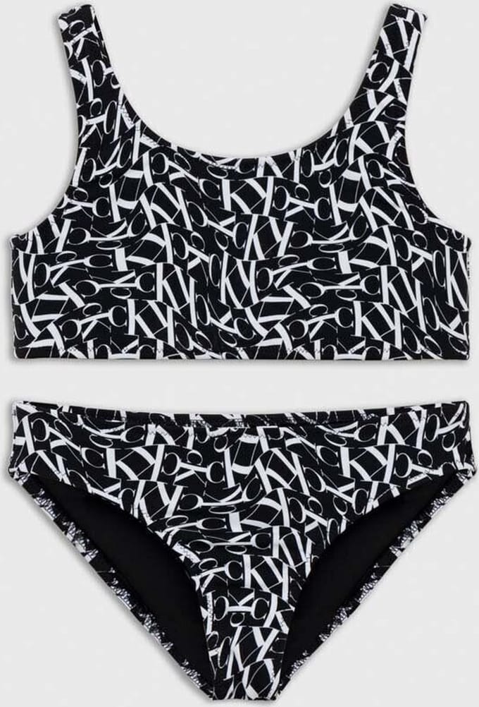 Calvin Klein Jeans - Bikini Bralette Set Print - CK ONE Waped Monogram Black - 10/12 jaar