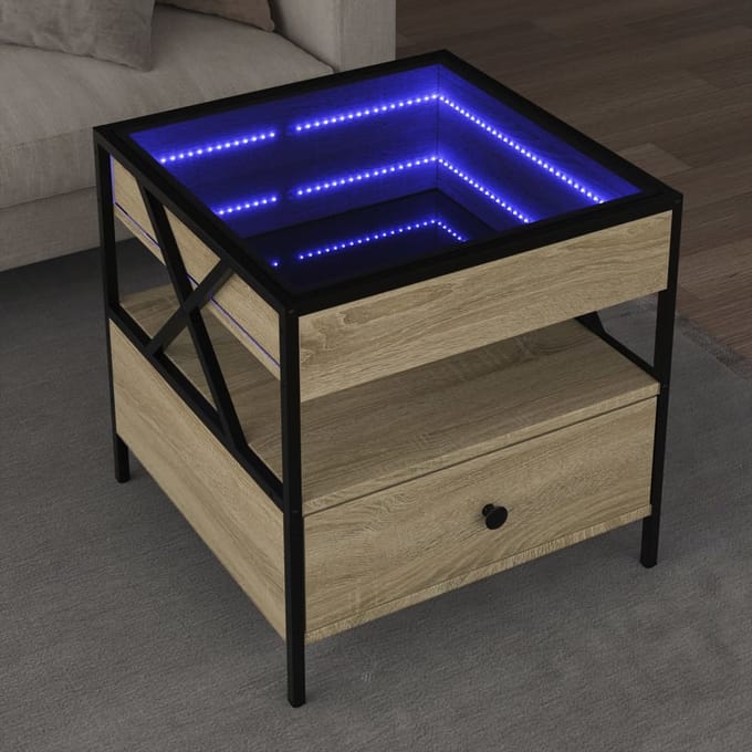 vidaXL - Salontafel - met - Infinity - LED - 50x50x51 - cm - sonoma - eikenkleurig