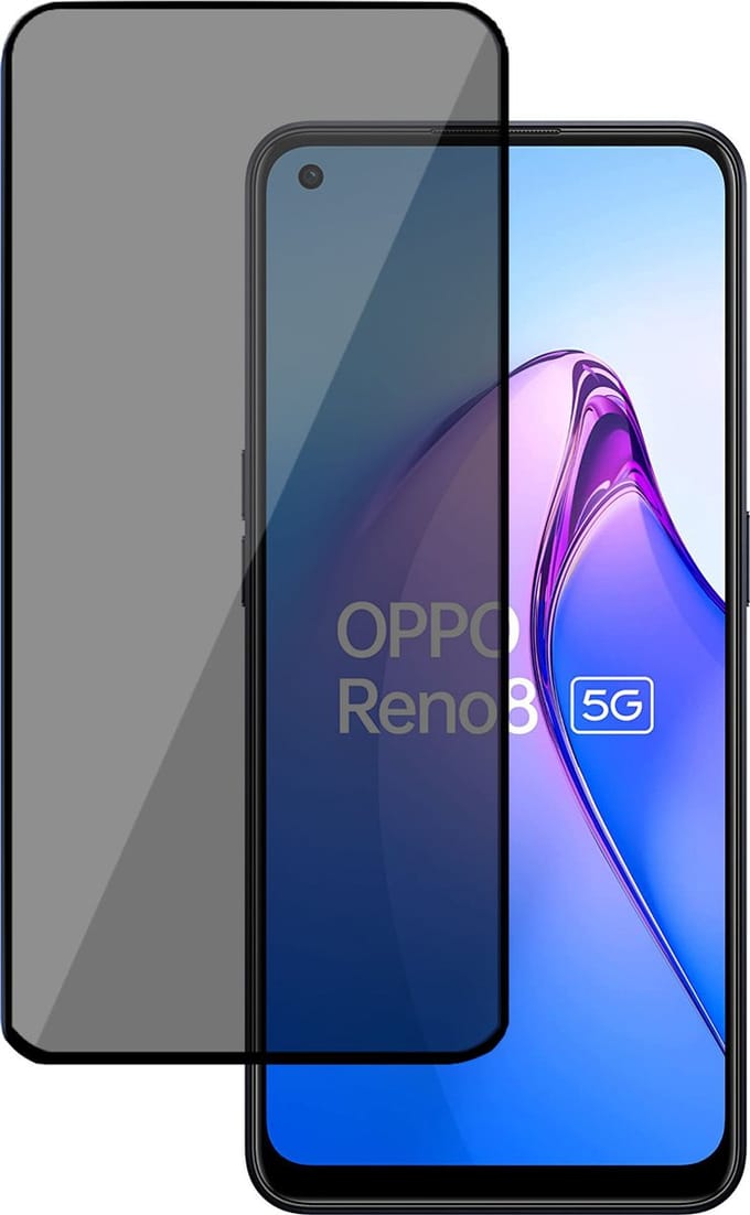 Privé Screenprotector geschikt voor OPPO Reno 8 - Privacy Beschermglas - Privacy Proteqt+
