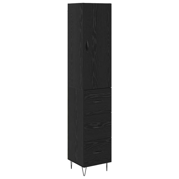 vidaXL Highboard Zwart Eiken 34,5 x 34 x 90 cm Bewerkt hout
