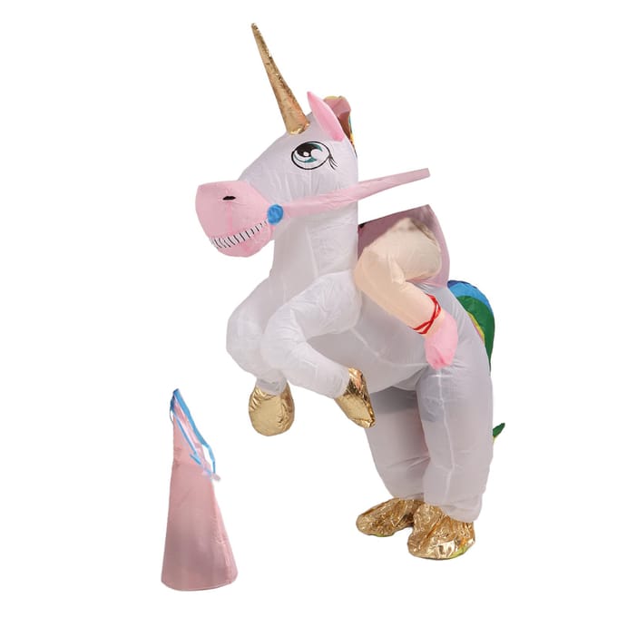 Opblaasbaar Rijkostuum Lichtgewicht Veilig Schattig Opblaasbaar Rijdend Dierkostuum voor Feest Cosplay adults white