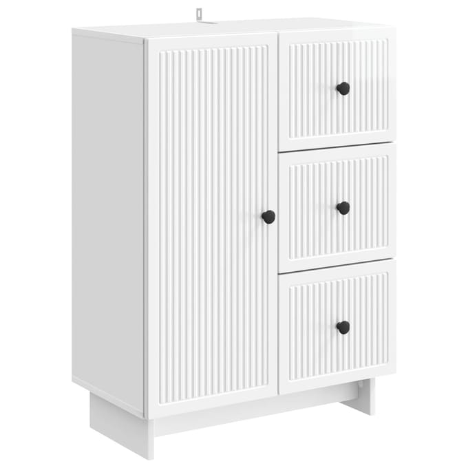 vidaXL - Dressoir - met - lade - Hoogglans - Wit - 66 - x - 34,5 - x - 90 - cm - Bewerkt - hout