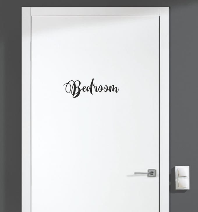 Deursticker - Bedroom - Zwart 17,5x6