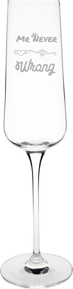 Gegraveerde Champagneglas 27cl Mr. Never wrong