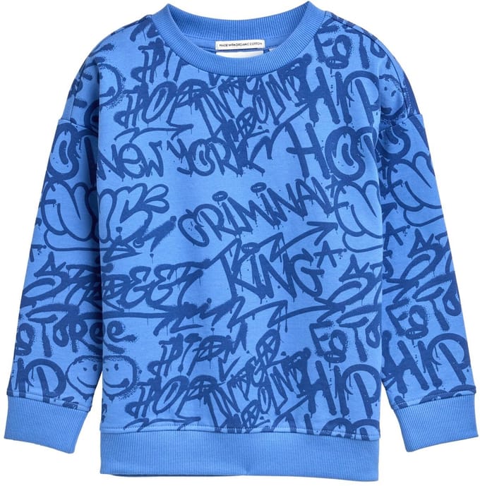 Tom Tailor - Oversized sweatshirt met all-over print - Maat 92/98 - blue shaded spray design