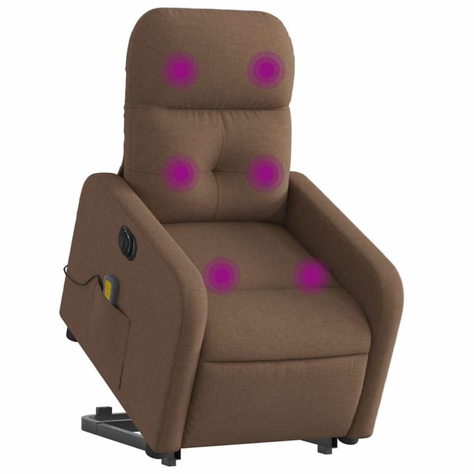 vidaXL - Sta-op-massagestoel - elektrisch - verstelbaar - stof - bruin