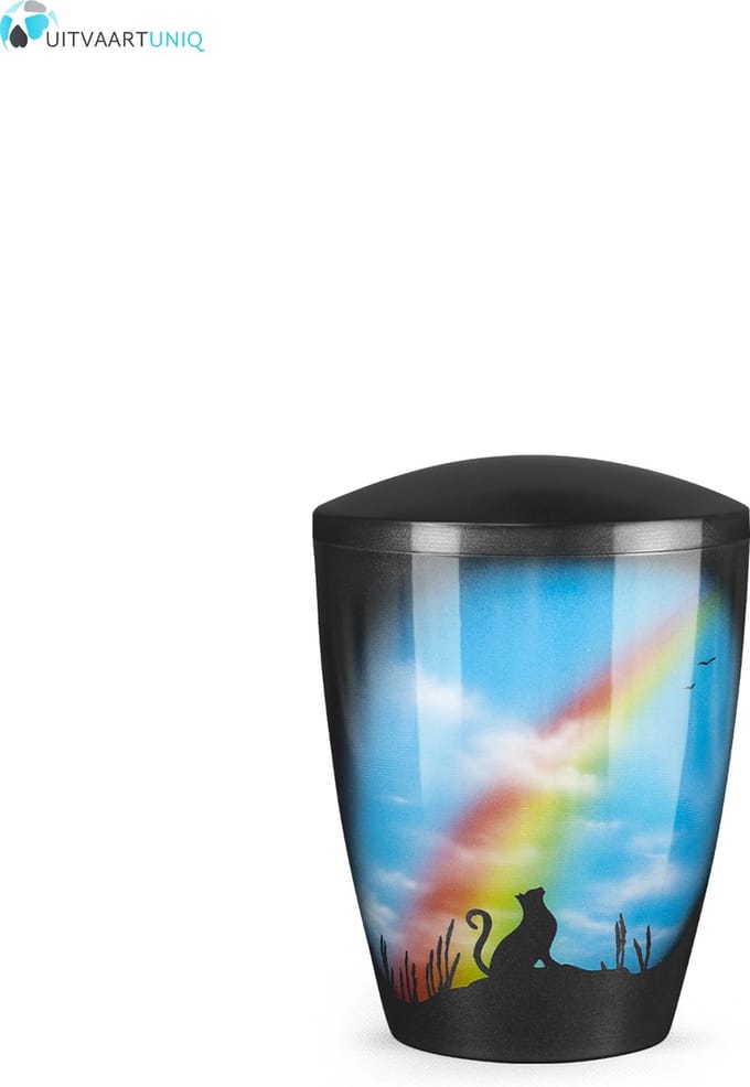 katten urn - kat met regenboog - bio