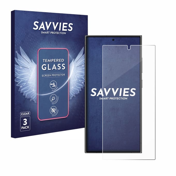 Savvies - Glas Screenprotector voor Samsung Galaxy S24 Ultra - Gehard Beschermglas 9H 3 Stuks