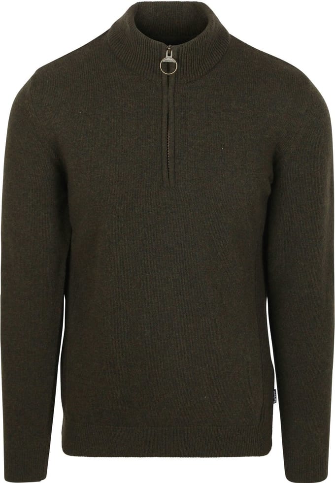 Barbour Half Zip Trui Wol Olive - Maat M - Heren - Quarter zip