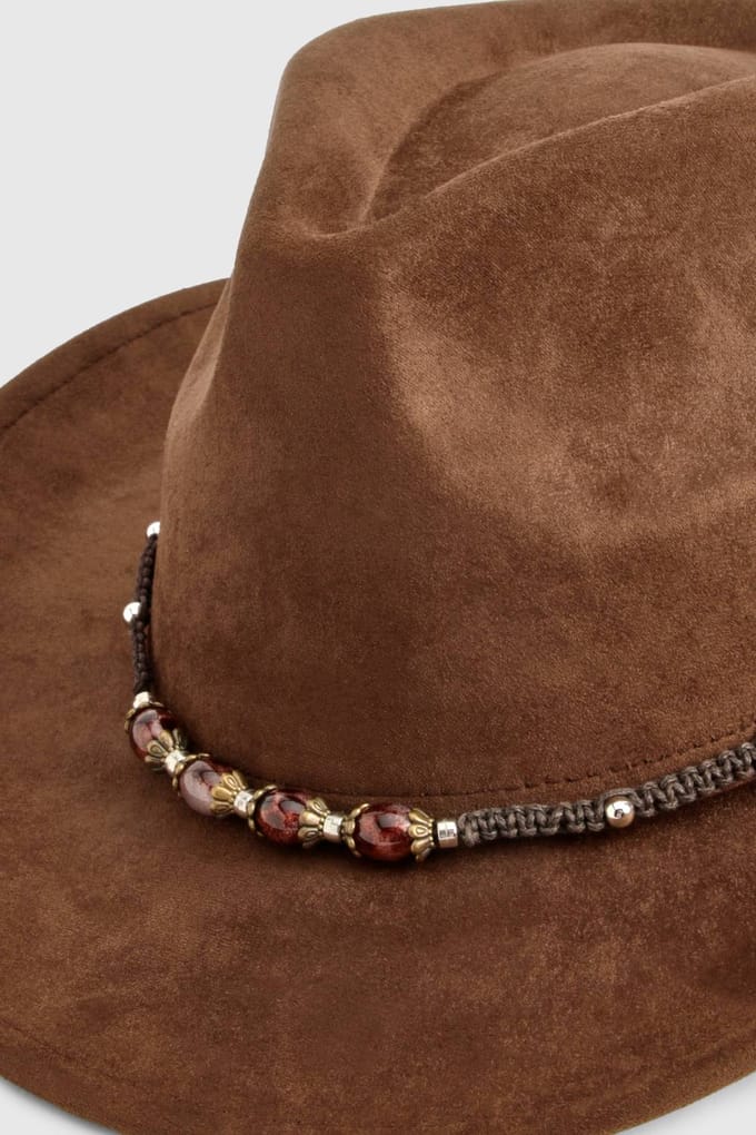 boohoo Dames Riemdetail Western Cowboyhoed | Mokka