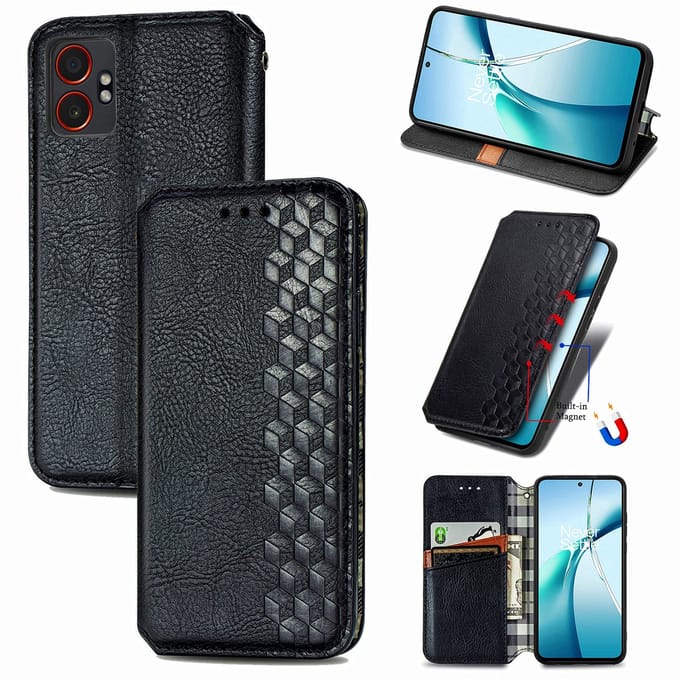 Luxe PU Lederen Ruitpatroon Wallet Case + Glas Screenprotector voor Galaxy Xcover 7 Pro _ Zwart
