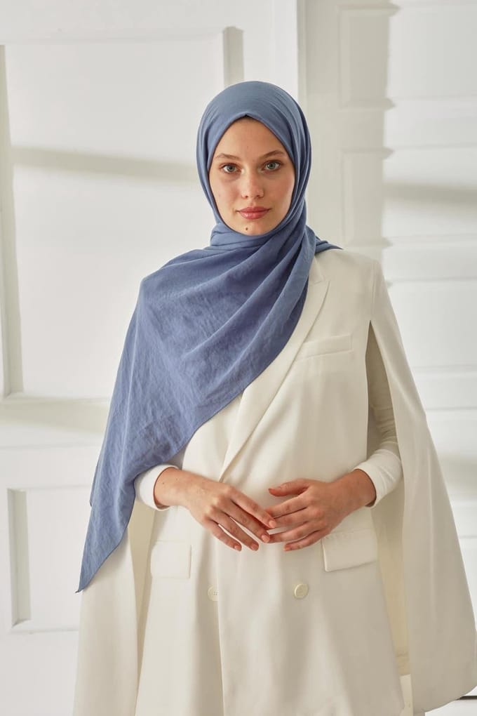 SILK HOME Olinda Sjaal – Indigo – Zijdezachte Textuur – 75x195 cm